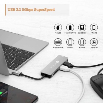 USB-концентратор 5в1 HDMI 4K USB 3.0 MICRO SD АЛЮМИНИЙ