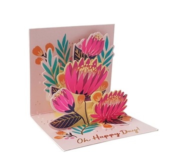 MINI KARTKA BILECIK UPOMINEK Kwiatki kartki 3D