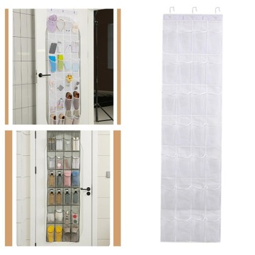 Organizer na buty nad drzwiami dla mężczyzn, kobiet, dzieci, wielokrotnego użytku, 28 siatek, kolor biały