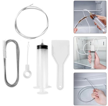 НАБОР ДЛЯ ЧИСТКИ ХОЛОДИЛЬНИКА ЗАСОРЕННЫЙ СЛИВ ЩЕТКА ШПРИЦ ШЛАНГ