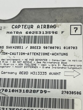 RENAULT ESPACE МОДУЛЬ ДАТЧИКА ПОДУШКИ БЕЗОПАСНОСТИ 6025313596F