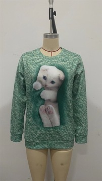 СВИТШОТ, ФУТБОЛКА ЖЕНСКАЯ, 3D КОТ, КОШКА