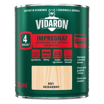 VIDARON Impregnat Gruntujący Drewno 0,7L BEZBARWNY
