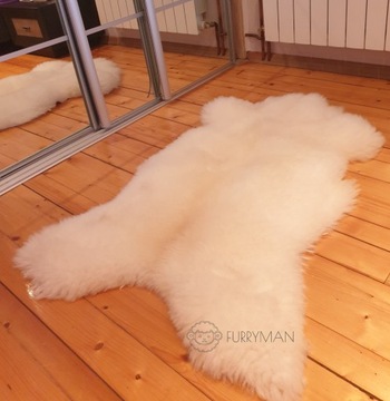 Покрывало из натуральной белой овчины - XXL