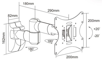 SOLIDNY Uchwyt TELEWIZOR 13-42cali REGULOWANY do ściany czarny LCD-UCH0043