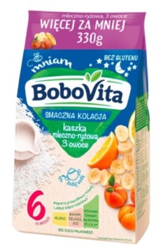 BOBOVITA кашка молочно рисова 3 фрукти 330 г