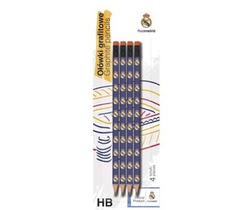 Ołówek grafitowy z gumką Real Madryt 4 szt