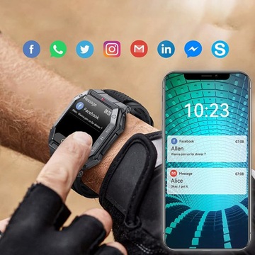 SMARTWATCH MĘSKI WOJSKOWY INTELIGENTNY ZEGAREK MIERNIK FITNESS TRACKER