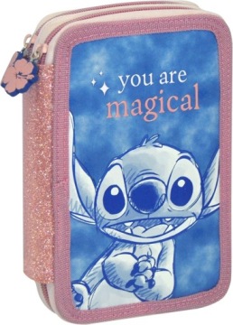 Пенал STITCH для дитини для школи дитсадка 2 секційний з наповненням
