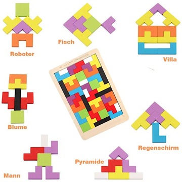 ДЕРЕВЯННАЯ ГОЛОВОЛОМКА ТЕТРИС ЛОГИЧЕСКАЯ ИГРОВАЯ РАМКА