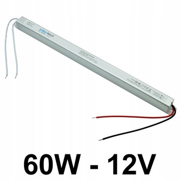 ZASILACZ LED ULTRASLIM CIENKI I NISKI 60W 12V IP20 WEWNĘTRZNY MEBLOWY