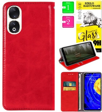 Etui Portfel Case STOJAK MAGNES KOLORY OBUDOWA + SZKŁO 9H do Honor 90 5G