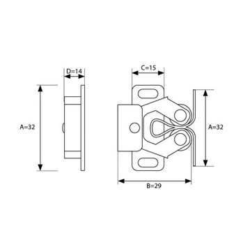 ZATRZASK MEBLOWY ROLKOWY ZAMEK WCISKANY OCYNK