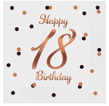Serwetki urodzinowe Happy 18 Birthday Osiemnastka 20 sztuk