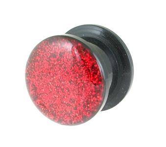 Plug akrylowy odkręcany czerwony brokatowy 14 mm