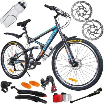 ROWER GÓRSKI MTB SHIMANO Amortyzatory 26'' BIDON BŁOTNIKI 18 BIEGÓW