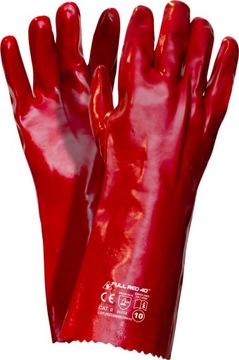 RĘKAWICE FULL RED PVC 40CM ROZ.10