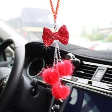 Samochód Bling Kryształ ŁukWęzeł Wisiorek Akcesori, Red