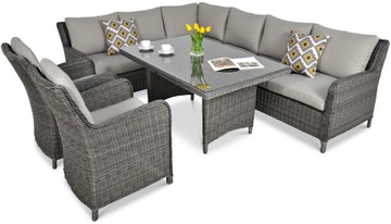 Модульный угловой диван из техноротанга MARYLAND FURNITURE SET Dark Grey