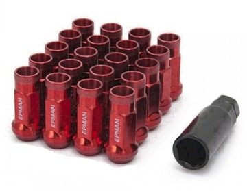 NAKRĘTKI DO KÓŁ EPMAN M12X1.5 CZERWONE KUTE STALOWE 20SZT JDM