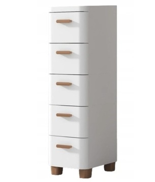 БЕЛЫЙ ШКАФ С 5 ЯЩИКАМИ, ВЫСОКАЯ УЗКАЯ ВАННАЯ КОМНАТА, КНИЖНЫЙ ШКАФ DOSMO ШИРИНОЙ 39 СМ