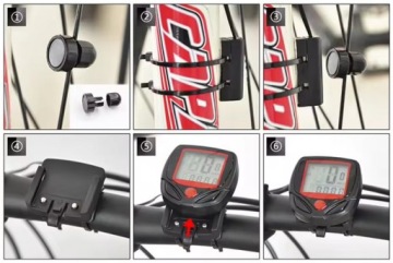 ЖК-ЧАСЫ ВЕЛОСИПЕДНОГО СЧЕТЧИКА ПРОБЕГА СКОРОСТИ Водонепроницаемый 15 функций + РУЧКА