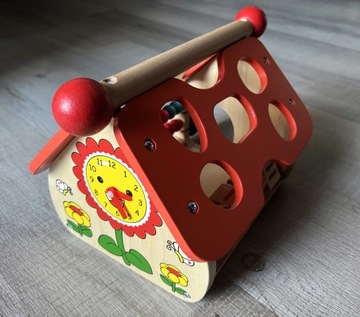 Сортер-деревянный домик, обучающие кубики Монтессори для детей