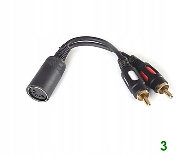 adapter gramofonu DIN-5 545 na 2 wtyki RCA chinch, bardzo dobry ekran