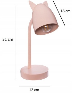 Lampka nocna na biurko dziecięca z uszami kotek