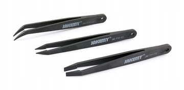 3x PĘSETA PRECYZYJNA PINCETA PLASTIKOWA BRWI RZĘS PENSETA ESD JAKEMY JM-T11