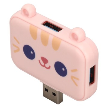 USB-концентратор 3 в 1 с USB A и 2 портами USB 2.0 для ноутбука и ПК Розовый