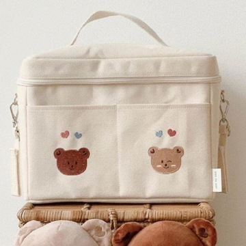 Torba na pieluchy dla niemowląt Lekka, wielofunkcyjna torba do przechowywania Mommy Two Bear White