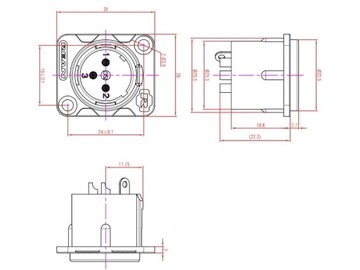 REAN RC3MDL-B ПАПА XLR ПОЗОЛОЧЕННАЯ РАЗЪЕМКА ДЛЯ ПЛАТЫ