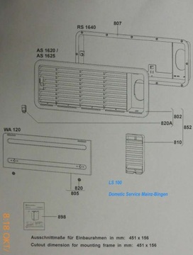 Вытяжная решетка холодильника Dometic LS100