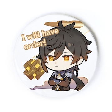 Przypinka anime Genshin Impact chibi Zhongli 58 mm