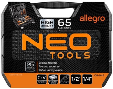NEO 08-942 НАБОР ИНСТРУМЕНТОВ для дома в чемодане 65 предметов