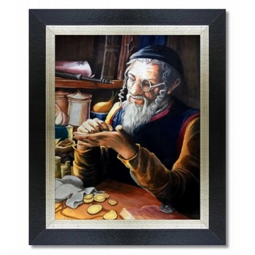 PORTRET ŻYDA Z PIENIĄŻKIEM ŻYD NA SZCZĘŚCIE OBRAZ