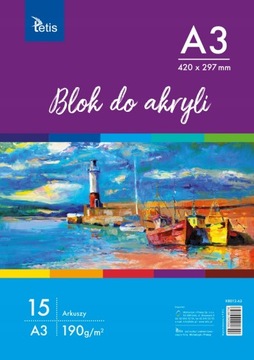Blok do AKRYLI A3 - 190 g/m² 15 arkuszy
