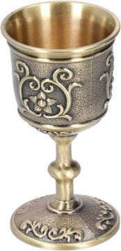 Kielich do wina kielich, Vintage miedziany grawerowany kwiat Mini