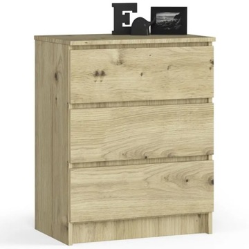 Nowoczesna komoda 60 dąb artisan 3 szuflady mat