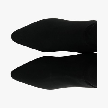 Kozaki skórzane damskie czarne z nubuku RYŁKO buty na wysokim obcasie 39