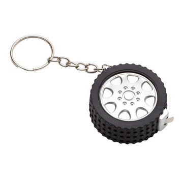BRELOK Z MIARKĄ DO KLUCZY W KSZTAŁCIE KOŁA FELGA OPONA WHEEL TAŚMA 1M