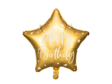 Balon foliowy Happy Birthday, 40cm, złoty urodziny