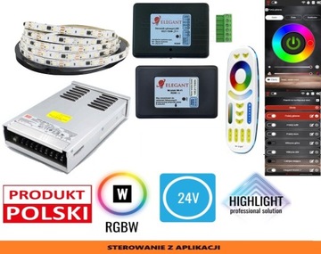 25m ZESTAW cyfrowy sufitowy TM1814 RGBW 24V aplikacja