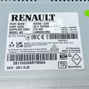 Новое оригинальное радио Navi USB CarPlay Android Renault 281155558R
