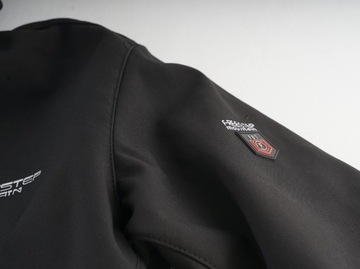 Męska kurtka przejściowa sportowa softshell z kapturem czarna MP93 10XL