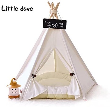Tipi przenośny domek dla psa kota wigwam namiot rozmiar S płótno bawełni