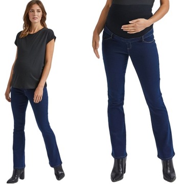 Dorothy Perkins Jeansy Ciążowe Spodnie Dzwony z Panelem Jeans Bawełna L 40