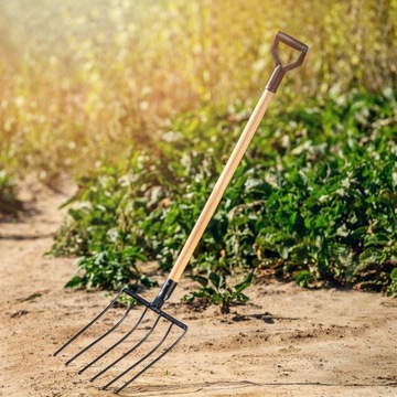 WIDŁY GABLE DO BURAKÓW ZIEMNIAKÓW 6 ZĘBNE METALOWE SOLIDNE 132,5cm