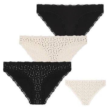 Majtki Figi Damskie Mini Bikini w Serduszka z Koronką Bawełna 3-pak M MORAJ